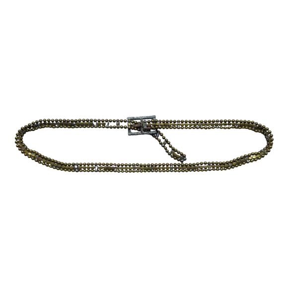 VINTAGE Gold Tone Adjustable Skinny Cocktail Belt w Mock Diamond Rhinestones XS main image 8